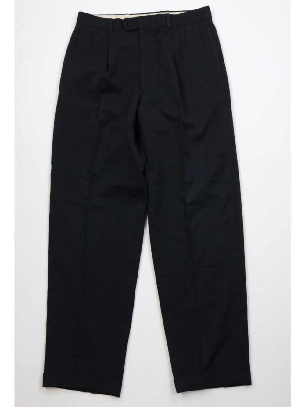 Vintage 90s Streetwear Mens 32x32 Wool Knit Pleated Cuffed Chino Pants Black